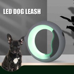 Tangle Free Heavy Duty Reflective LED Dog Leash Built-in Poop Bag Compartment Walking Leash 360 Hands Free Anti-Slip Handle for Small Medium & Large Dogs